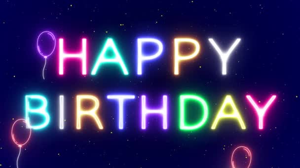 boldog születésnapot neon animált háttér boldog születésnapot neon szövegírás - Felvétel, videó