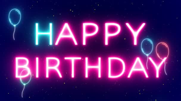 boldog születésnapot neon animált háttér boldog születésnapot neon szövegírás - Felvétel, videó