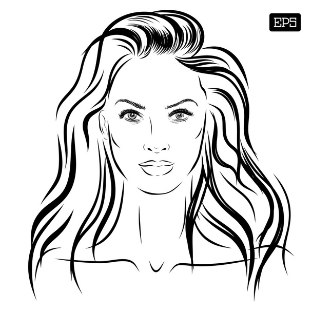 beautiful woman face hand drawn vector illustration. - Vector, Image