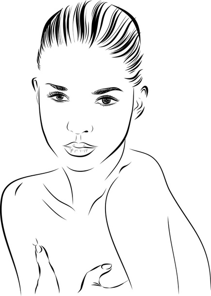 beautiful woman face hand drawn vector illustration. - Vector, Image