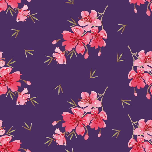 Акварельные цветы бесшовный узор
 - Вектор,изображение