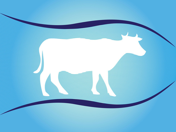 Valkoinen siluetti lehmän sinisellä pohjalla aaltoja
 - Vektori, kuva