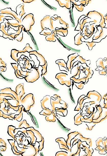 watercolor floral seamless pattern. - Photo, Image