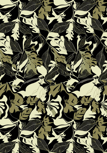 διανυσματική απεικόνιση της αδιάλειπτης μοτίβο με αφηρημένα φύλλα και λουλούδια - Φωτογραφία, εικόνα