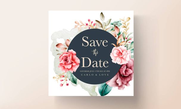 Handdrawn aquarela floral casamento convite cartão - Vetor, Imagem
