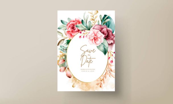 Carte d'invitation de mariage floral aquarelle dessinée à la main - Vecteur, image