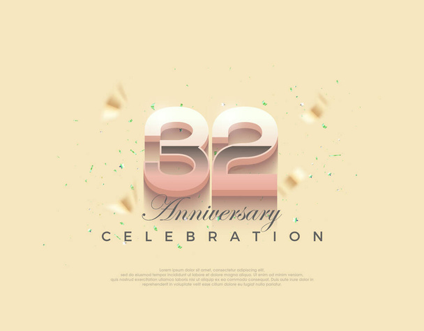 Modern number for 32nd anniversary celebration. Premium editable vector design. Premium vector background for greeting and celebration. - Vector, Image
