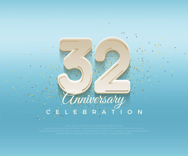 Modern bold number 32nd anniversary. premium design for celebration. Premium vector for poster, banner, celebration greeting. - Vector, Image