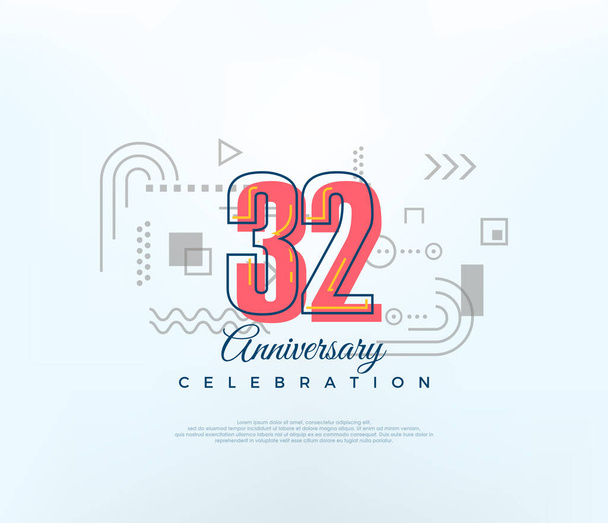 Cartoons number 32nd to celebrate birthday. modern vector design. Premium vector for poster, banner, celebration greeting. - Vector, Image