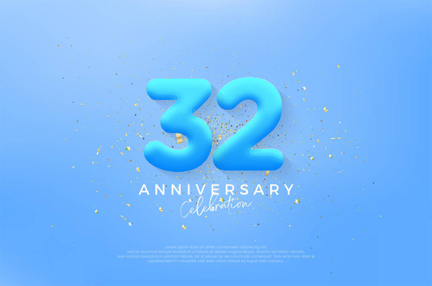 Simple and modern 32nd anniversary, birthday celebration vector background. Premium vector for poster, banner, celebration greeting. - Vector, Image