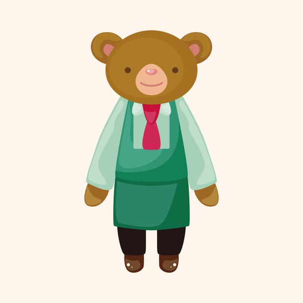 animal bear waiter cartoon theme elements - Vector, Image