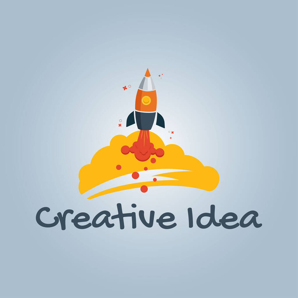 Creative idea flying rocket design vector illustration - Vector, Image