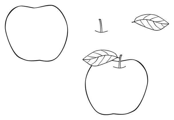 Чудовий сад - сміливе яблуко з одним листям
 - Вектор, зображення