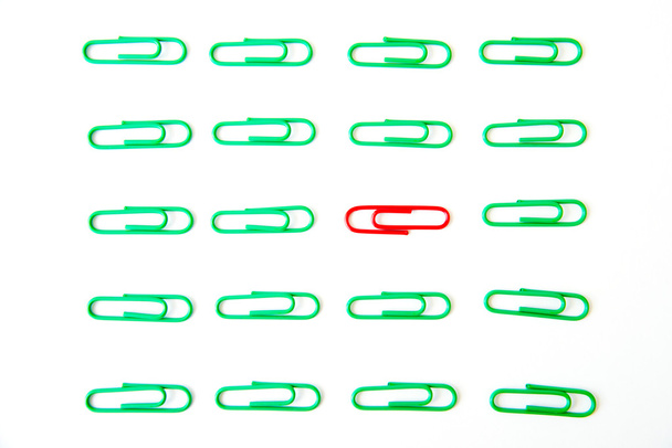 Variety of colorful paper clips on white background : different object concept - Photo, Image