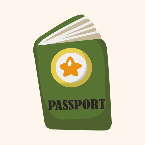 Travel equipment passport theme elements - Διάνυσμα, εικόνα