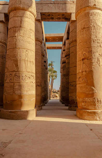 vista detallada del templo de Karnak a orillas del Nilo en Karnak - Foto, Imagen