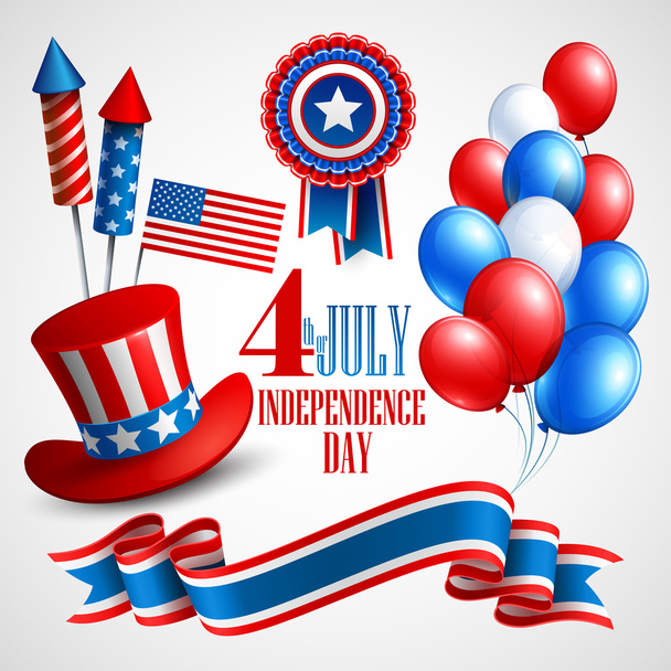 Independence Day holiday symbols. Vector illustration - Vetor, Imagem