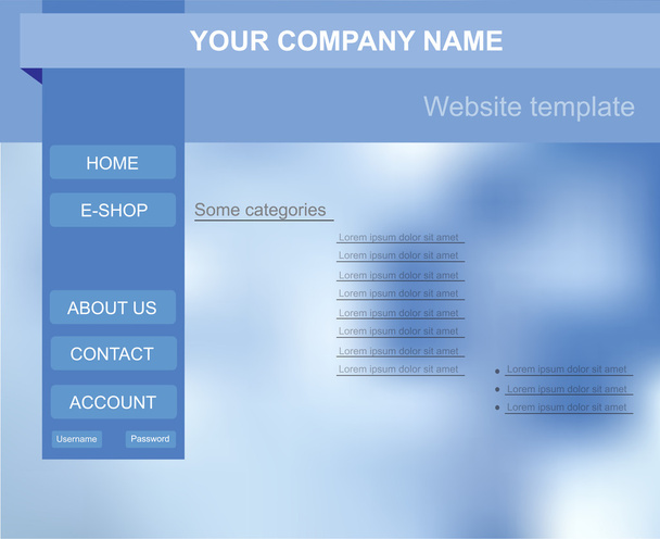 Blauwe website sjabloon menu - Vector, afbeelding