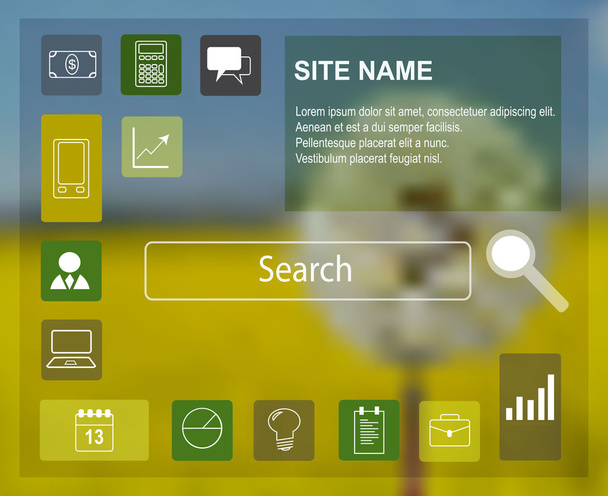 Krásné moderní webová šablona s Pampeliška v pozadí - Vektor, obrázek