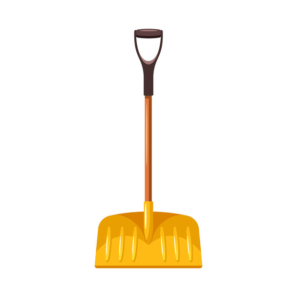 Snowplow Shovel Designed For Effortless Snow Removal. Its Ergonomic Handle And Durable Blade Make Clearing Driveways A Breeze During Winter Storms. Sturdy Yellow Spade. Cartoon Vector Illustration - Vector, Image