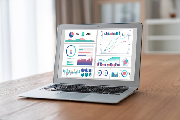 Business data dashboard provide modish business intelligence analytic for marketing strategy planning - Photo, Image