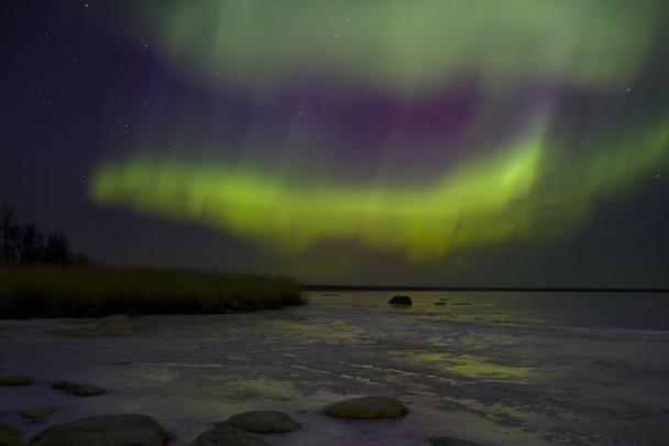 Northern lights, lake Ladoga , Russia - Photo, Image