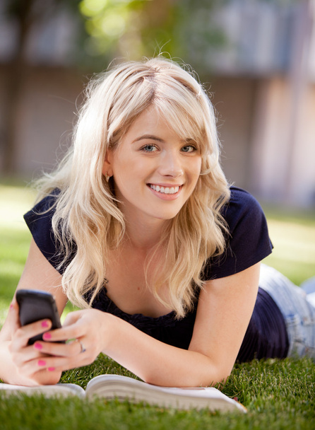 University Student with Cell Phone - Foto, Imagen