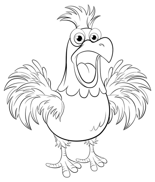 Ilustracja kreskówki kurczaka panikującego, izolowany na białym tle - Wektor, obraz