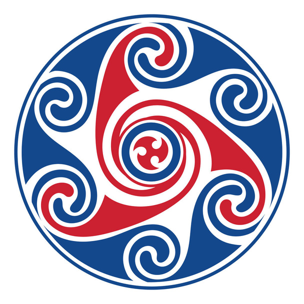 Diseño escandinavo celta. Patrón trenzado redondo en estilo celta antiguo, aislado en blanco, ilustración vectorial - Vector, imagen