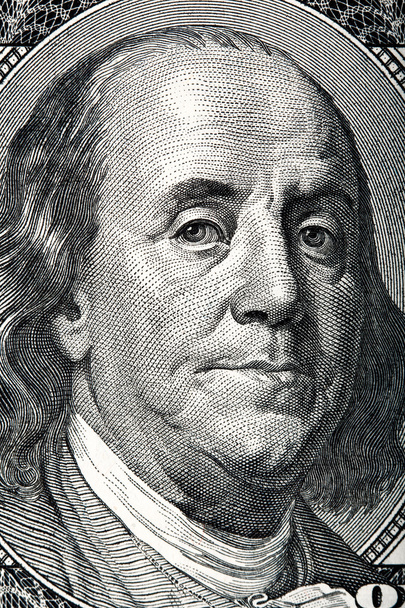 Retrato de Benjamin Franklin na nota de cem dólares
. - Foto, Imagem