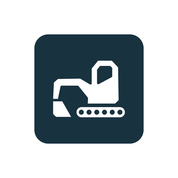 icono de la excavadora botón Cuadrados redondeados
 - Vector, imagen