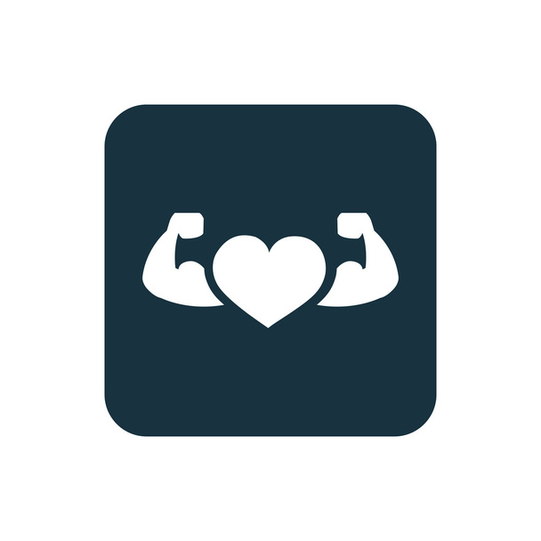 Herz mit Muskel Arme Symbol abgerundete Quadrate Po - Vektor, Bild