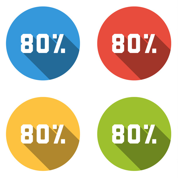 Kolekce 4 izolované plochých tlačítek (ikony) pro 80 procent (sleva) - Vektor, obrázek