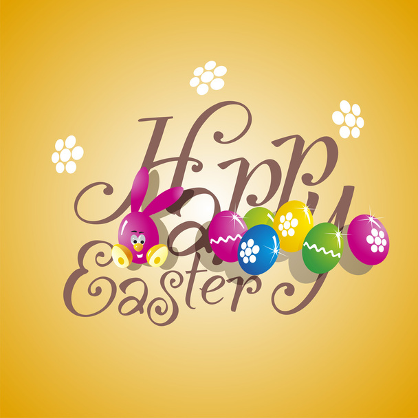 Easter color rabbit eggs orange background - Vector, Image