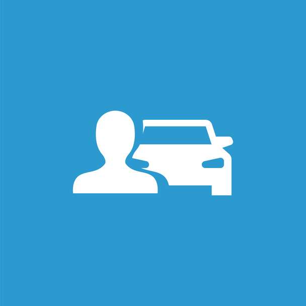 icona uomo auto, isolato, bianco sul backgroun blu
 - Vettoriali, immagini
