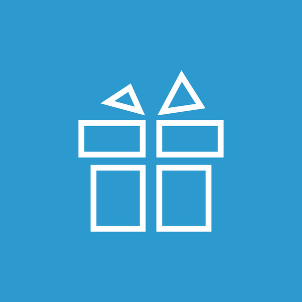 icona del contorno regalo, isolato, bianco sul backgroun blu
 - Vettoriali, immagini