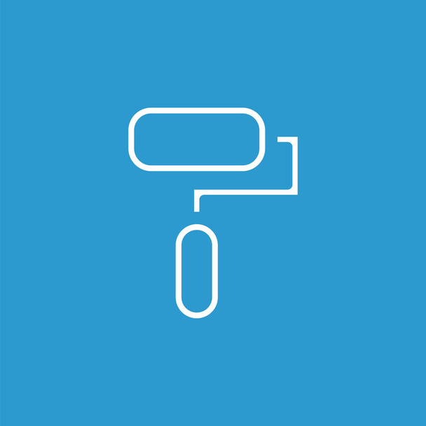 paint roller outline icon, isolated, white on the blue backgroun - Vektor, kép