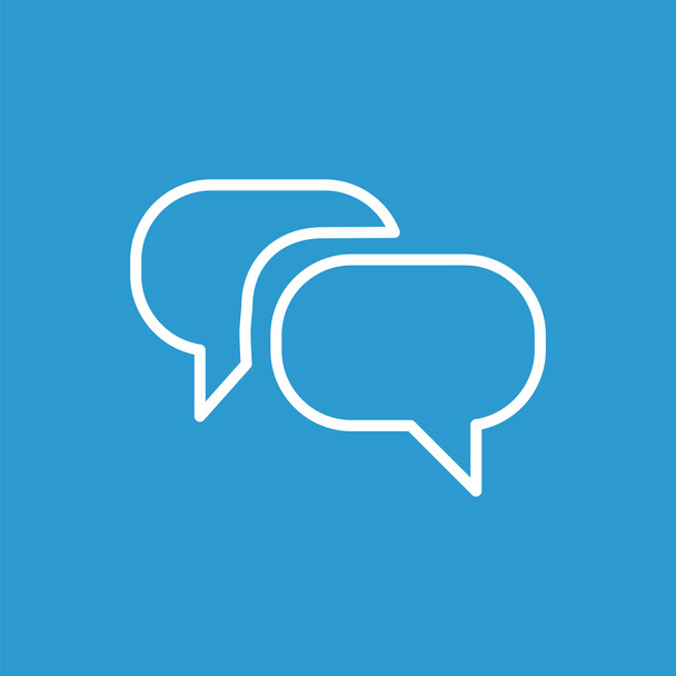 Icono del esquema de conversación, aislado, blanco sobre el fondo azul
 - Vector, imagen