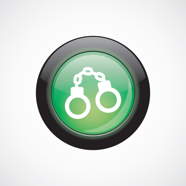 handcuffs glass sign icon green shiny button - Vector, Image