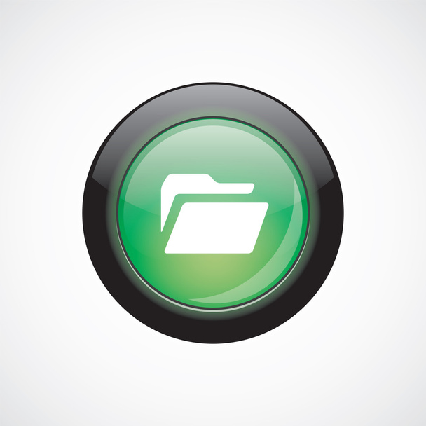 ícone de sinal de vidro pasta verde botão brilhante
 - Vetor, Imagem