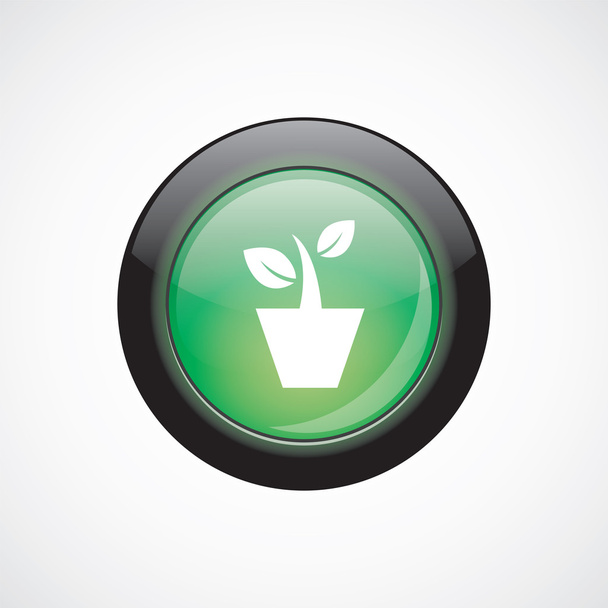 φυτό εσωτερικού χώρου πράσινο εικονίδιο λαμπερό κουμπί σημαδιών γυαλί - Διάνυσμα, εικόνα