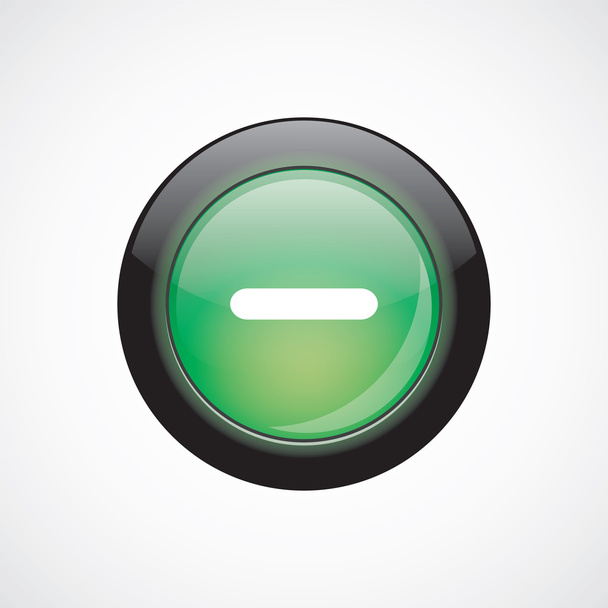 minus glass sign icon green shiny button - Vector, Image