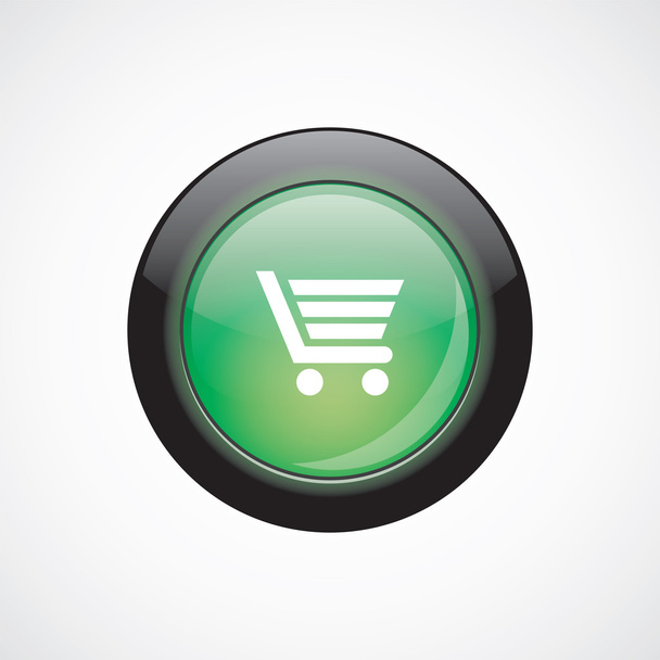 ショッピング カート署名アイコン緑色光沢のあるボタン - ベクター画像