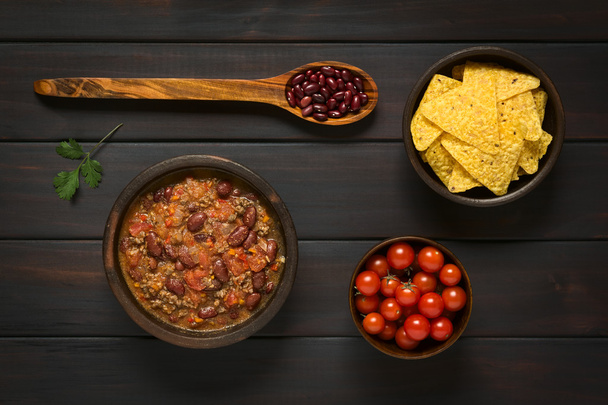 Chili con Carne and Tortilla Chips - Photo, Image