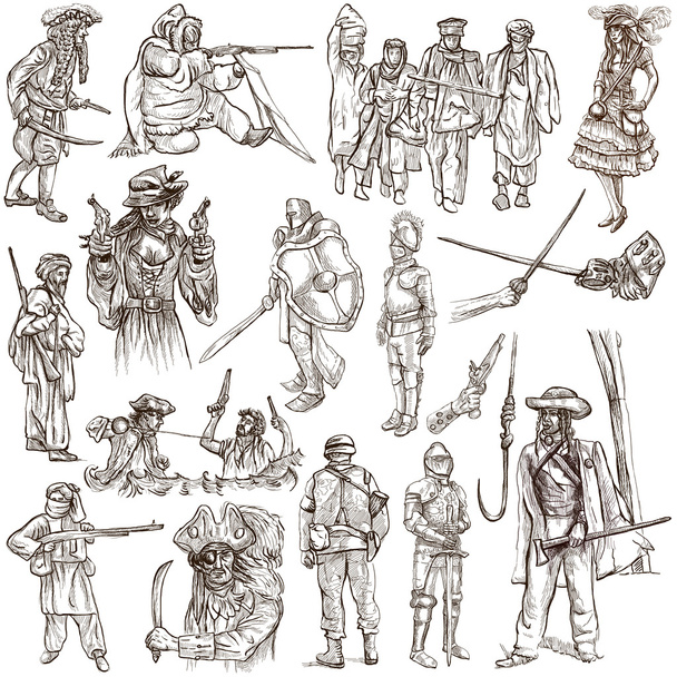 Harcosok és katonák - kézzel rajzolt pack - Fotó, kép