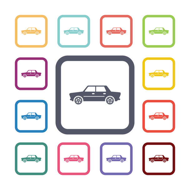 car flat icons set - Vector, Image