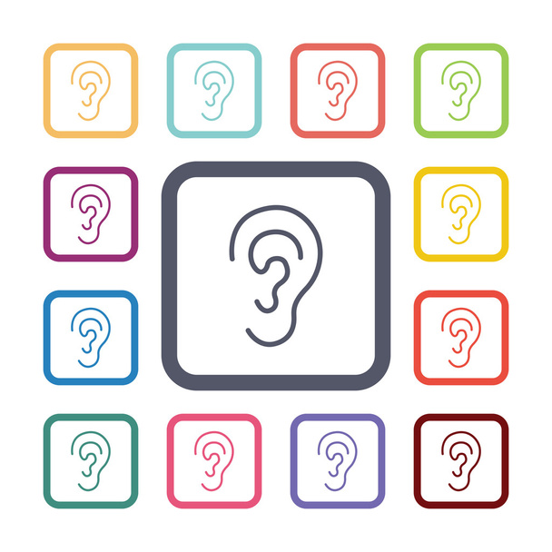 conjunto de iconos planos de oído
 - Vector, imagen