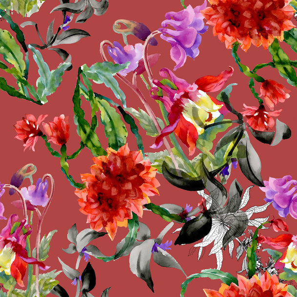 Colorful wildflowers pattern - Foto, imagen