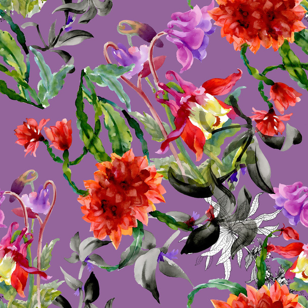 Colorful wildflowers pattern - Foto, imagen