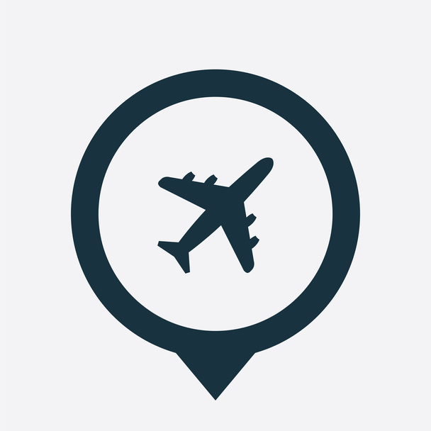 airplane icon map pin - Vector, Image